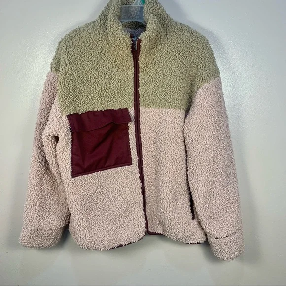 For Love and Lemons Sherpa Patchwork Color Block Full Zip Jacket - Picture 3 of 16